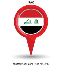 Pin pointer location with Iraq flag symbol