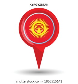Pin pointer location with Kyrgyzstan flag symbol