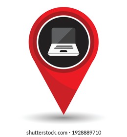 Pin pointer location with laptop symbol