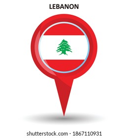 Pin pointer location with Lebanon flag symbol