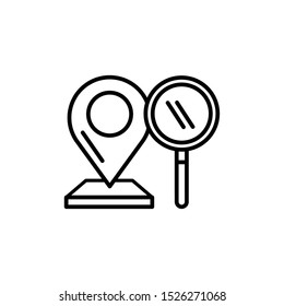 pin pointer location with magnifying glass vector illustration design