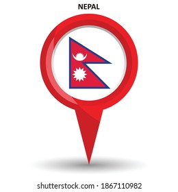 Pin pointer location with Nepal flag symbol