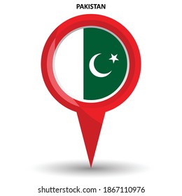 Pin pointer location with Pakistan flag symbol