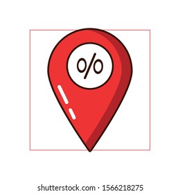 pin pointer location with percent symbol vector illustration design