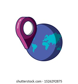 pin pointer location with planet earth vector illustration design