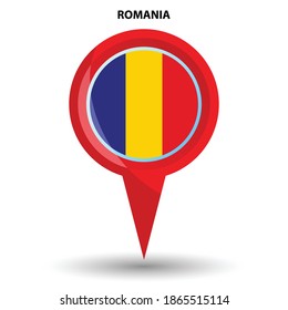 Pin pointer location with Romania flag symbol