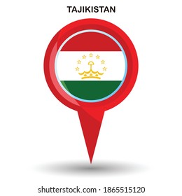 Pin pointer location with Tajikistan flag symbol