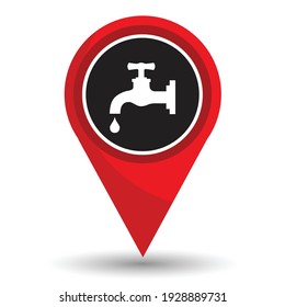 Pin pointer location with tap water symbol