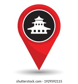 Pin pointer location with the temple symbol