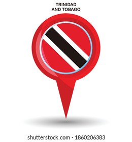 Pin pointer location with Trinidad and tobago  flag symbol