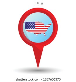 Pin pointer location with usa map symbol