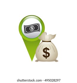 pin pointer with money icon vector illustration design
