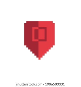 Pin, pointer, pixel art icon, isolated vector illustration. 8-bit. Element design for mobile app, web, sticker, logo.