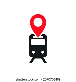 Pin pointer train. Station location. Illustration vector