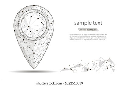 Pin Pointer.isolated from low poly wireframe on white background. Vector abstract polygonal image mash line and point.