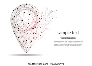 Pin Pointer.isolated from low poly wireframe on white background. Vector abstract polygonal image mash line and point.