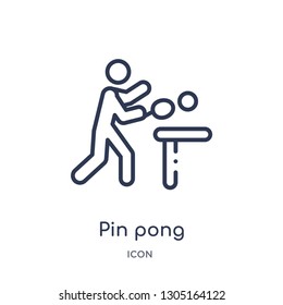 pin pong icon from olympic games outline collection. Thin line pin pong icon isolated on white background.