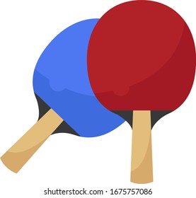 Pin pong rackets, illustration, vector on white background.