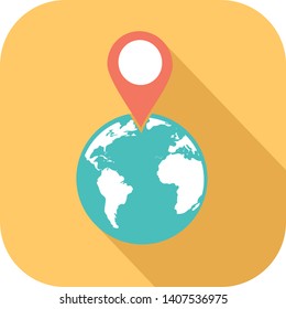 A pin positioned on a globe to show a location
