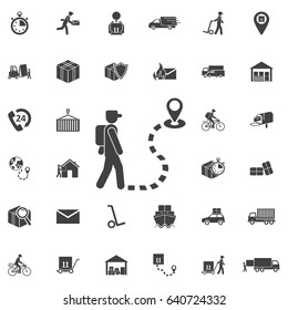 Pin postman deliver post icon. Set of Post delivery icons
