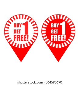 Pin promotion vector : Buy 1 GET 1 FREE