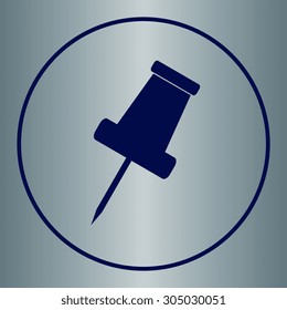 Pin push icon, vector illustration. Flat design style