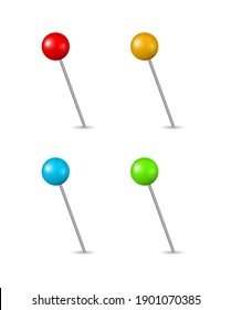 pin push map marker with needle 3d icon set