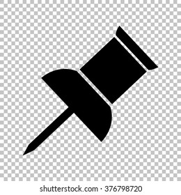 Pin push sign. Flat style icon on transparent background