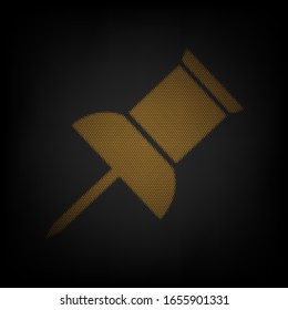 Pin push sign. Icon as grid of small orange light bulb in darkness. Illustration.