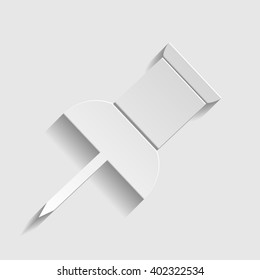 Pin push sign. Paper style icon with shadow on gray.