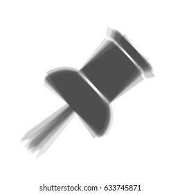 Pin push sign. Vector. Gray icon shaked at white background.