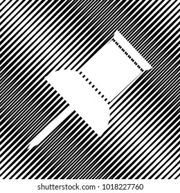 Pin push sign. Vector. Icon. Hole in moire background.