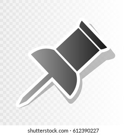 Pin push sign. Vector. New year blackish icon on transparent background with transition.