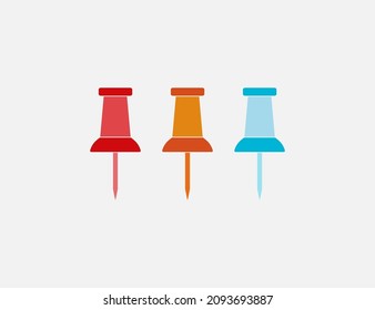 Pin, pushpin icon. Vector illustration. Flat design.