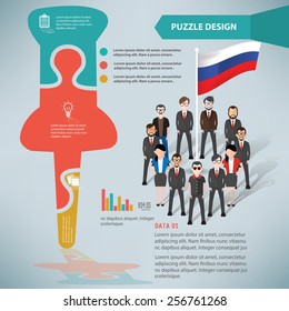 Pin puzzle info graphic design and character,clean vector