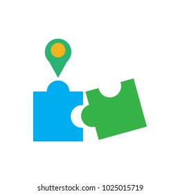 Pin Puzzle Logo Icon Design