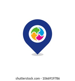 Pin Puzzle Logo Icon Design