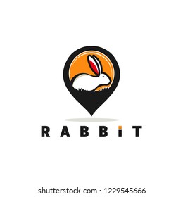 Pin Rabbit Location Cute Logo Template