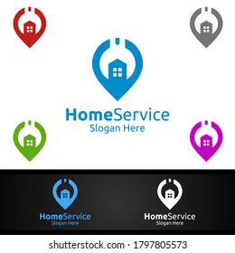 Pin Real Estate and Fix Home Repair Services Logo