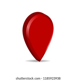 Pin realistic in red color pointer without hole in it with shadow isolated on white vector illustration
