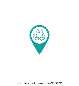 pin recycle icon on white background