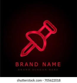 Pin red chromium metallic logo