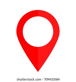 Pin red colored icon on a white background