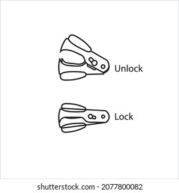 Pin remover lock-unlock Illustration vector design artwork. school and office stationeryes supplyes