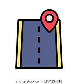 Pin, road, route icon vector image. Can also be used for Navigation. Suitable for use on web apps, mobile apps and print media.