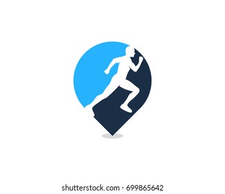 Pin Run Icon Logo Design Element