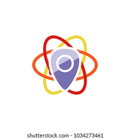 Pin Science Atom Logo Icon Design