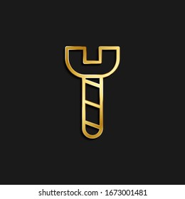clavija, atornillar icono dorado. Ilustración vectorial de fondo oscuro dorado