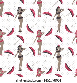 Pin Up Seamless Pattern Containing Clipping Mask