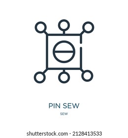 pin sew thin line icon. pin, tailor linear icons from sew concept isolated outline sign. Vector illustration symbol element for web design and apps.